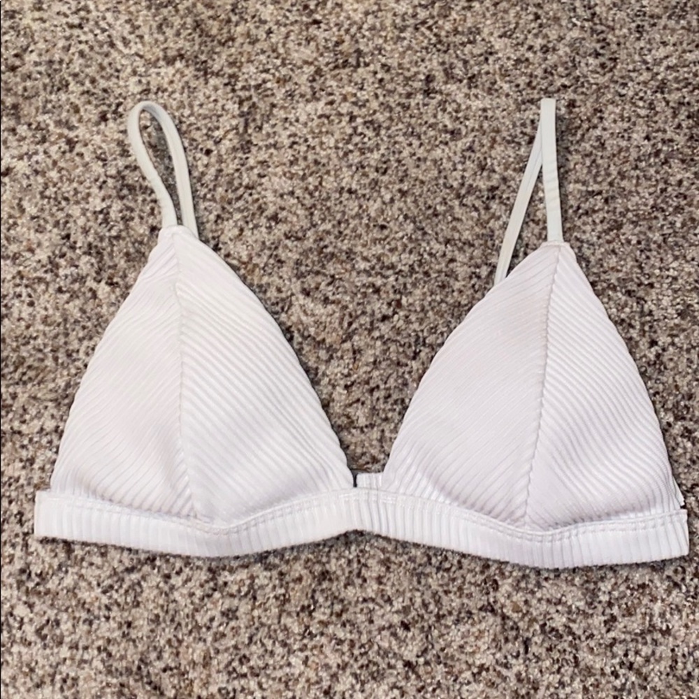 White Ribbed Bathingsuit Top